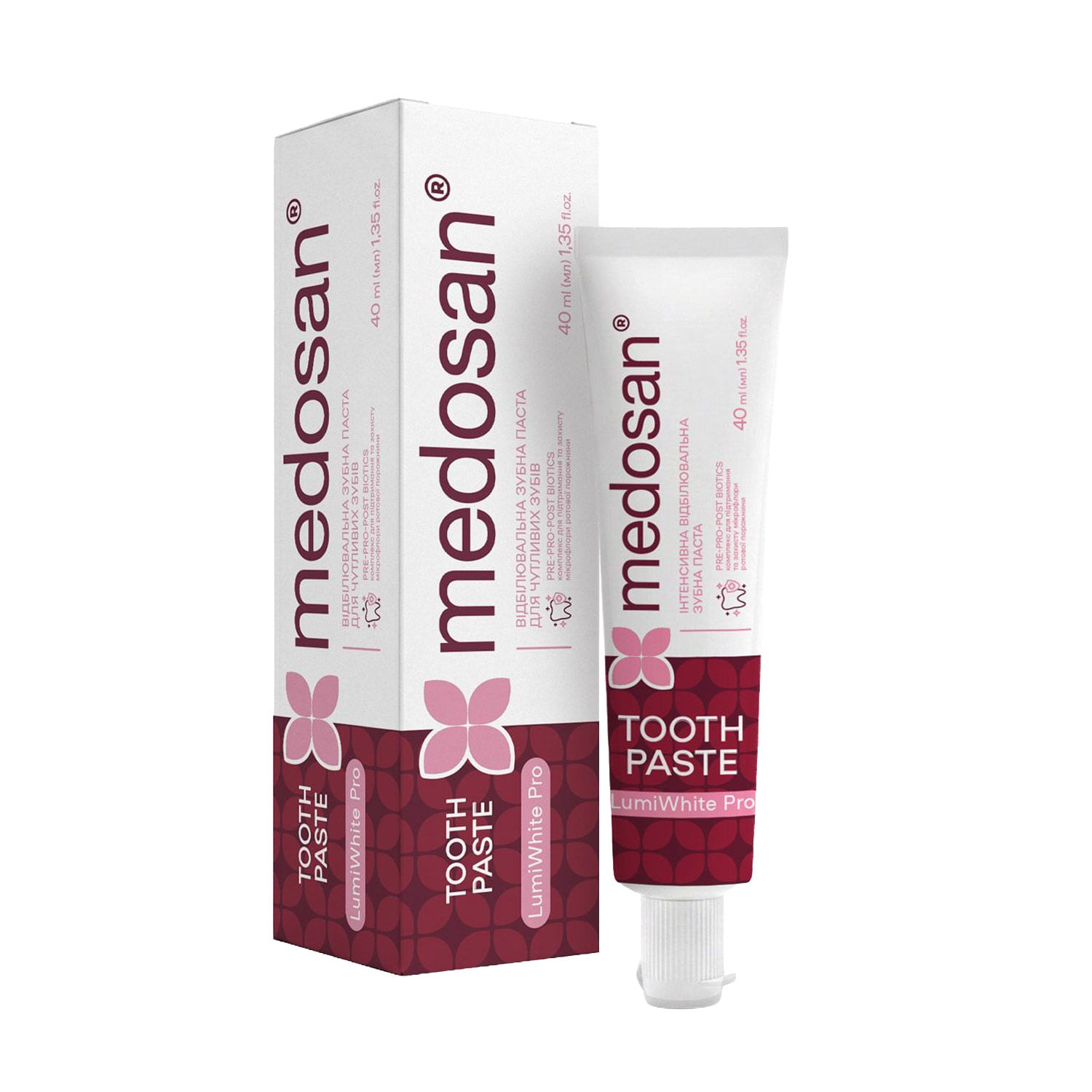 Інтенсивна відбілювальна зубна паста Medosan LumiWhite Pro Toothpaste, 40 мл